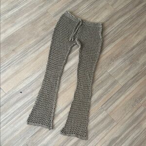 Brown Crochet Knit Pants cover up